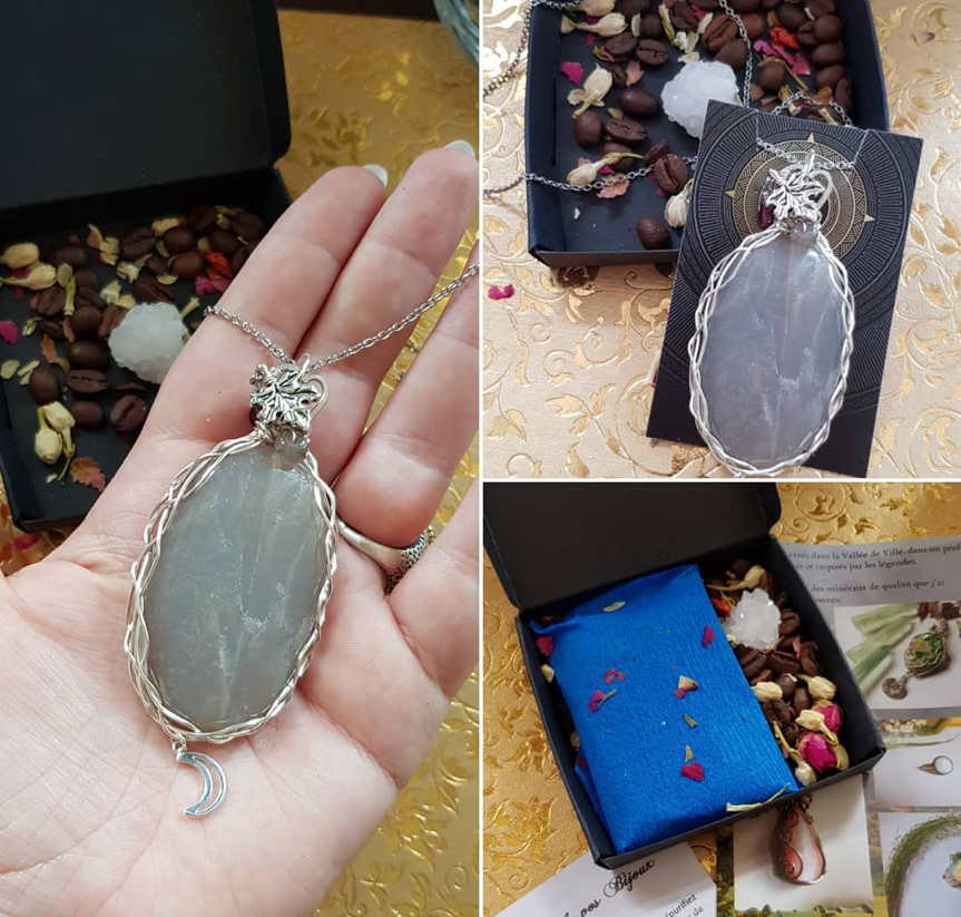 collier en pierre de lune de l'artisan aurore lune